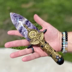Wiccan Gemstones: The Power of Amethyst Knife in Meditation and Natural Crystals
