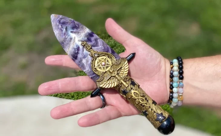 Wiccan Gemstones: The Power of Amethyst Knife in Meditation and Natural Crystals